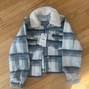 BRAND NEW ZARA Fleece Plaid Overshirt